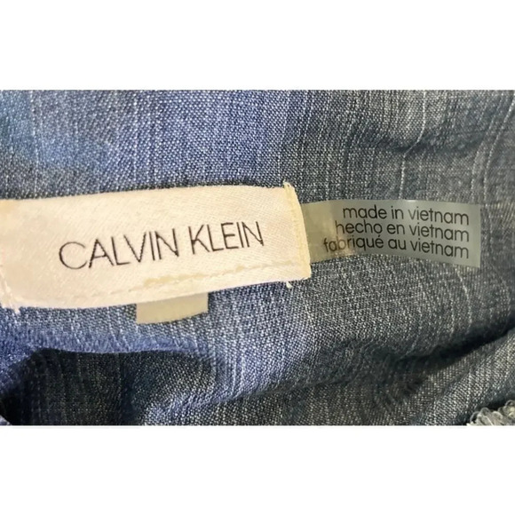 Calvin Klein Womens Blue Jeans Long Dress Front Slit FLAW BELT MISSING - Picture 4 of 15